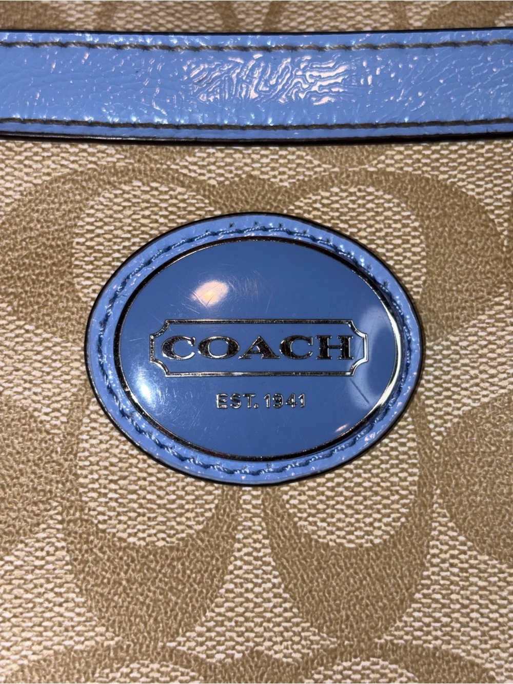 Authentic Coach Peyton File Crossbody | Khaki / Cornflower Blue Leather | F18926 - Picture 5 of 8